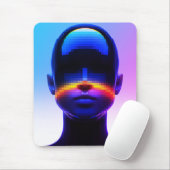 Futuristische Pixel Art Portrait – Digitaal Abstra Muismat (Met muis)