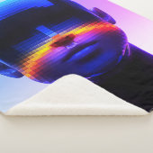 Futuristische Pixel Art Portrait – Digitaal Abstra Sherpa Deken (3/4)