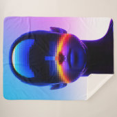 Futuristische Pixel Art Portrait – Digitaal Abstra Sherpa Deken (Voorkant (horizontaal))