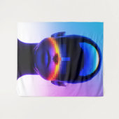 Futuristische Pixel Art Portrait – Digitaal Abstra Wandkleed (Voorkant (horizontaal))