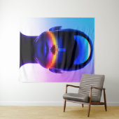 Futuristische Pixel Art Portrait – Digitaal Abstra Wandkleed (In Situ (horizontaal))