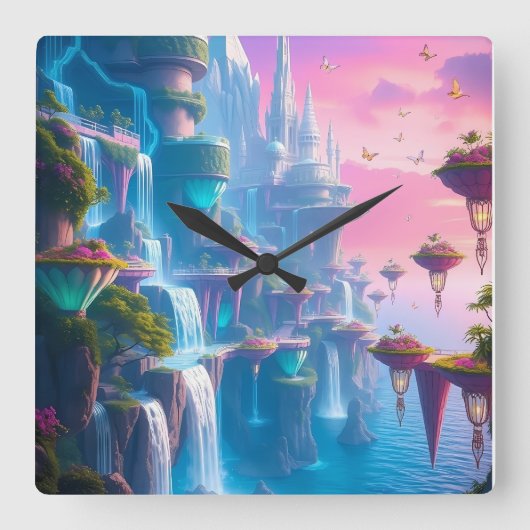 Futuristische planeetklok vierkante klok (Voorkant)