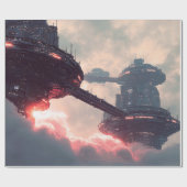 Futuristische platforms in de wolken bij schemerin cadeaupapier (Vlak)