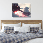 Futuristische platforms in de wolken bij schemerin canvas afdruk (Insitu (Slaapkamer))