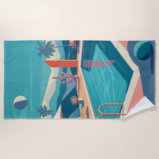 futuristische poolscène strandlaken (Voorkant)