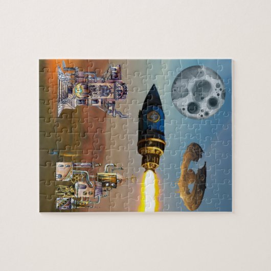 Futuristische raketten en planetenPuzzle Legpuzzel (Horizontaal)