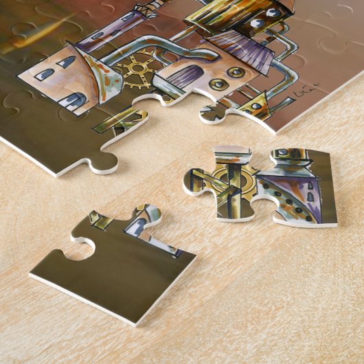 Futuristische raketten en planetenPuzzle Legpuzzel (Zijkant)