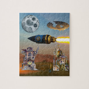 Futuristische raketten en planetenPuzzle Legpuzzel