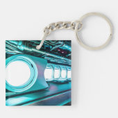 Futuristische reactor | Geavanceerde energietechno Sleutelhanger (Achterkant)