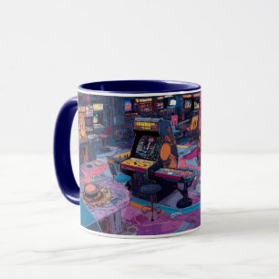 Futuristische Retro Arcade in de Buitenruimte Mok
