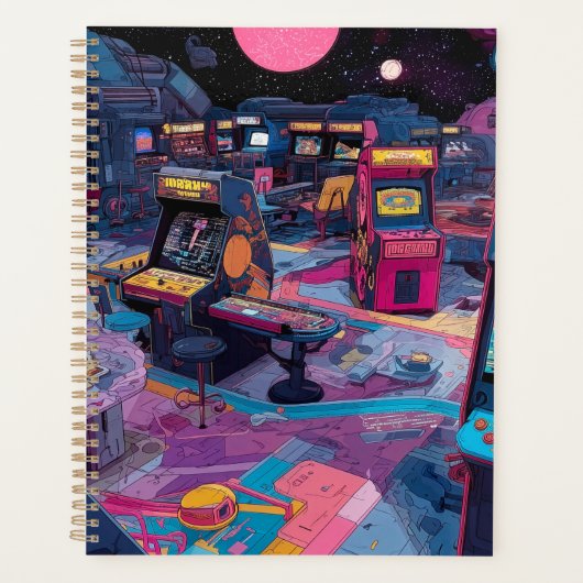 Futuristische Retro Arcade in de Buitenruimte Planner (Voorkant)