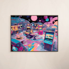 Futuristische Retro Arcade in de Buitenruimte Poster