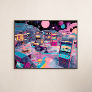 Futuristische Retro Arcade in de Buitenruimte Poster
