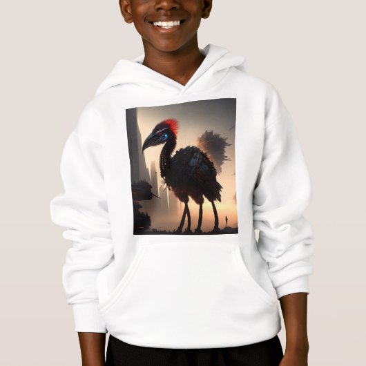 Futuristische Robot Australian Emu, Kinder Hoodie (Voorkant)