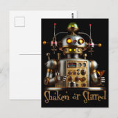 Futuristische Robot Bartender "Geschud of Geroerd" Briefkaart (Voorkant / Achterkant)