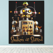 Futuristische Robot Bartender "Geschud of Geroerd" Canvas Afdruk (Insitu (Houten vloer))