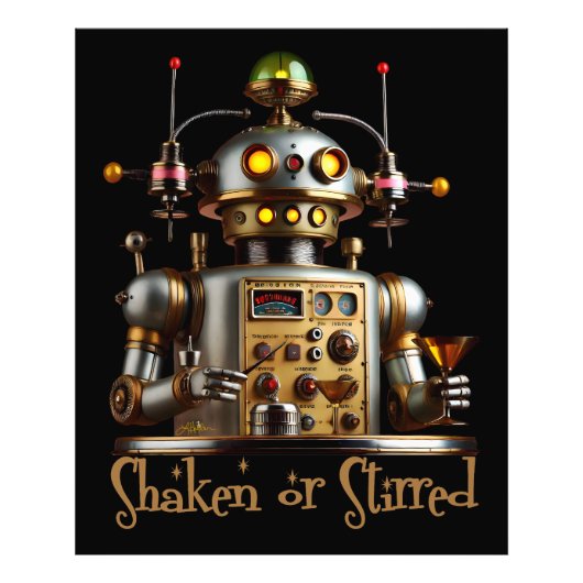 Futuristische Robot Bartender "Geschud of Geroerd" Foto Afdruk (Voorkant)