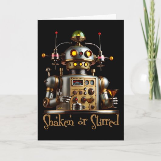 Futuristische Robot Bartender "Geschud of Geroerd" Kaart (Voorkant)