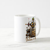 Futuristische Robot Bartender "Geschud of Geroerd" Koffiemok (Voorkant rechts)