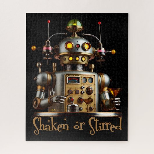 Futuristische Robot Bartender "Geschud of Geroerd" Legpuzzel (Verticaal)