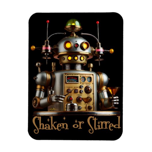 Futuristische Robot Bartender "Geschud of Geroerd" Magneet (Verticaal)
