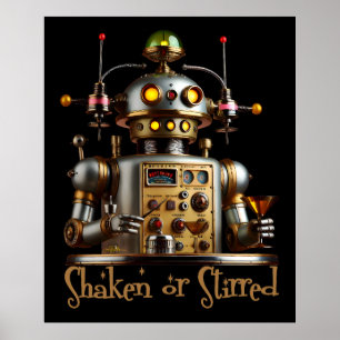 Futuristische Robot Bartender "Geschud of Geroerd" Poster