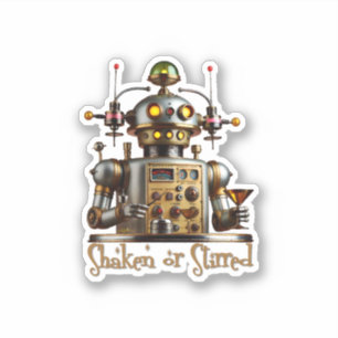 Futuristische Robot Bartender "Geschud of Geroerd" Sticker