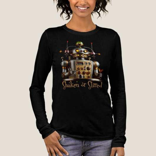 Futuristische Robot Bartender "Geschud of Geroerd" Tri-Blend Shirt (Voorkant)