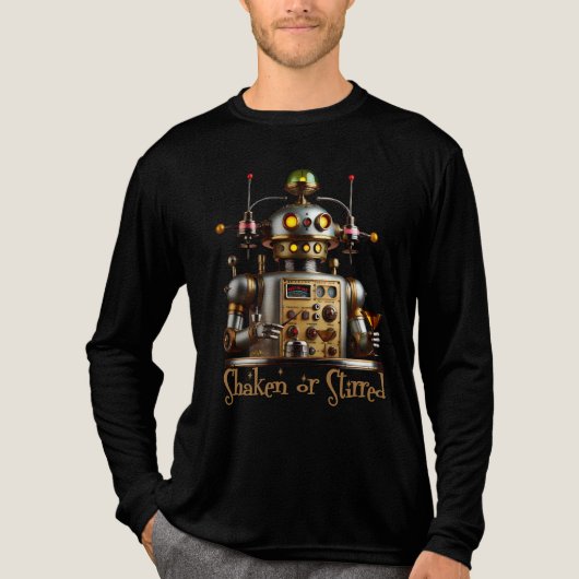 Futuristische Robot Bartender "Geschud of Geroerd" Tri-Blend Shirt (Voorkant volledig)
