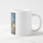 Futuristische robot in een antiek landschap grote koffiekop (Rechts)