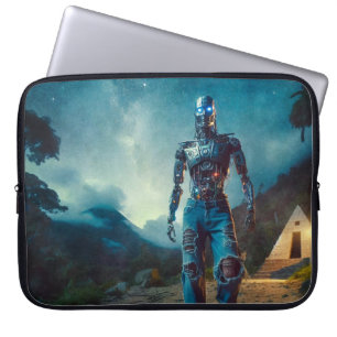 Futuristische robot in een antiek landschap laptop sleeve