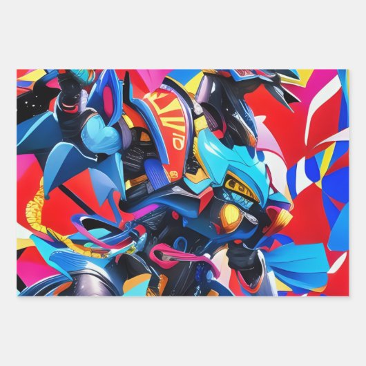 Futuristische robot inpakpapier vel (Voorkant)