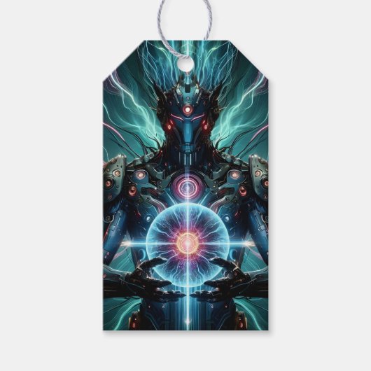 Futuristische Robot Kosmische Kern Cyberpunk Cadeaulabel (Voorkant)