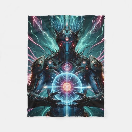 Futuristische Robot Kosmische Kern Cyberpunk Fleece Deken (Voorkant)