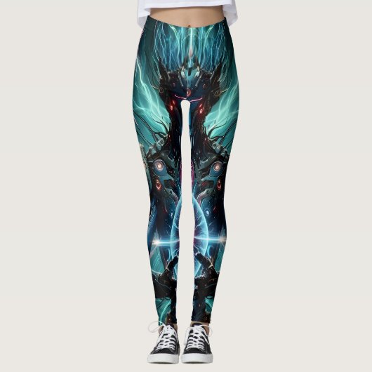 Futuristische Robot Kosmische Kern Cyberpunk Leggings (Voorkant)