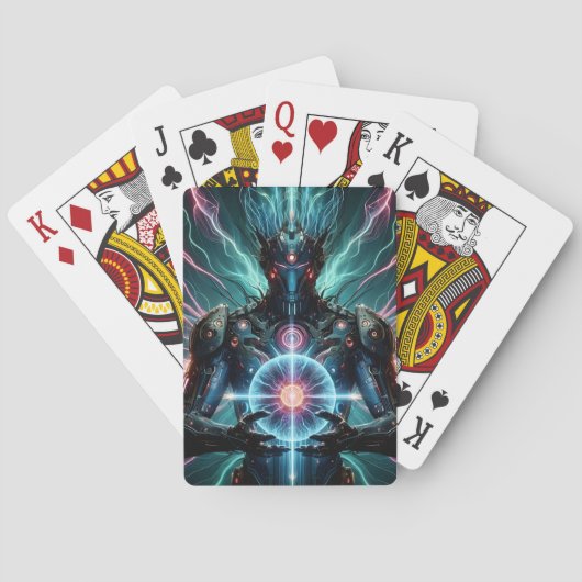 Futuristische Robot Kosmische Kern Cyberpunk Pokerkaarten (Achterkant)
