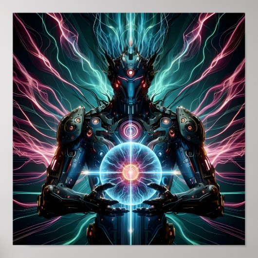 Futuristische Robot Kosmische Kern Cyberpunk Poster (Voorkant)