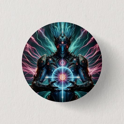 Futuristische Robot Kosmische Kern Cyberpunk Ronde Button 3,2 Cm (Voorkant)