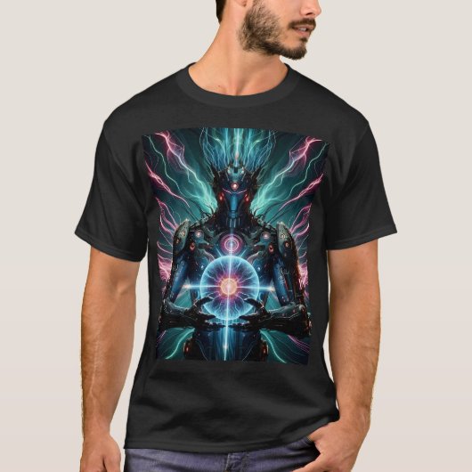 Futuristische Robot Kosmische Kern Cyberpunk T-shirt (Voorkant)