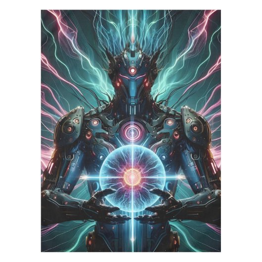 Futuristische Robot Kosmische Kern Cyberpunk Tafelkleed (Voorkant)
