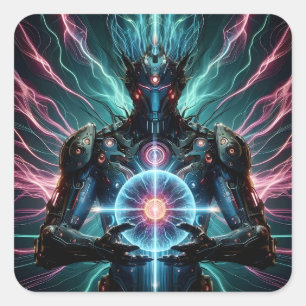 Futuristische Robot Kosmische Kern Cyberpunk Vierkante Sticker