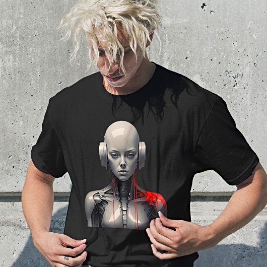 Futuristische Robot Meisje in Retro Art Stijl T-shirt