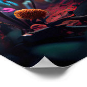 Futuristische robot omringd door bloemen poster (Hoek)