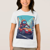 Futuristische Robot Rode Auto Neon Stad Kinderen � Tri-Blend Shirt (Voorkant)