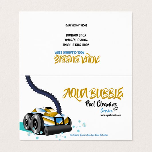 Futuristische robot voor het reinigen van wollen visitekaartje (Buitenkant ongevouwen)