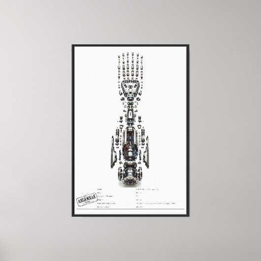 Futuristische Robotarm Geëxplodeerd Canvas Afdruk (Voorkant)