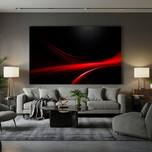 Futuristische rode lichtsporen donkere esthetische canvas afdruk