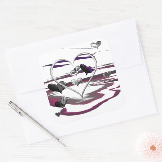 futuristische Romance Vierkante Sticker (Envelop)