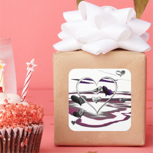 futuristische Romance Vierkante Sticker (Feest)