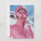 Futuristische Roze Ski Mode - Stijlvolle Winter Gl Kaart (Voorkant)